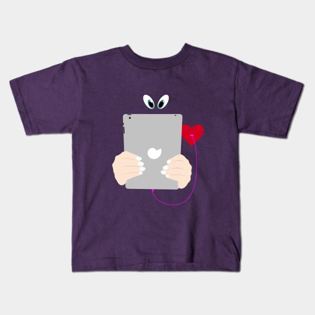 Stuck With Tablet-Ai-Technology Kids T-Shirt by MaryMas